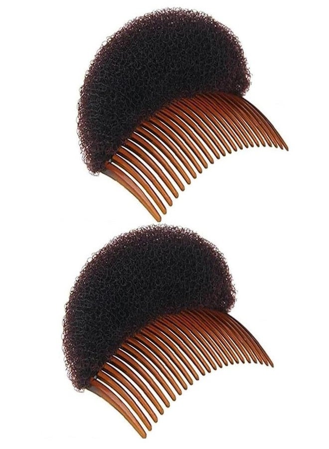 GANPUB 2Pcs Brown Women Soft Sponge Foam Hair, Clip Hair Comb Braid Tool Styling Accessories, Base Inserts Bump Up Hair Pads Styling Stick Bun Maker Braid Tool Barrettes - Image 1